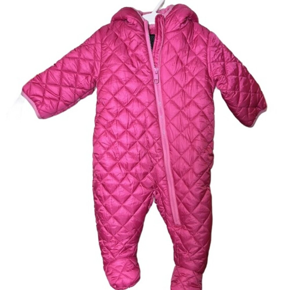 Steve Madden Baby Girls Pink Fleece Lined Snowsuit Size 3 - 6 Months